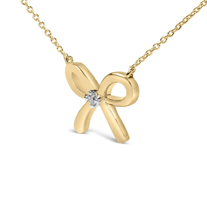 Diamond Accent Bow Tie Pendant Necklace in Gold Vermeil, photo 4