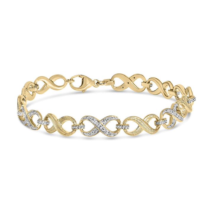 Pulsera de eslabones de infinito con diamantes de 1/10 ct. p.t. en vermeil de oro, foto 1