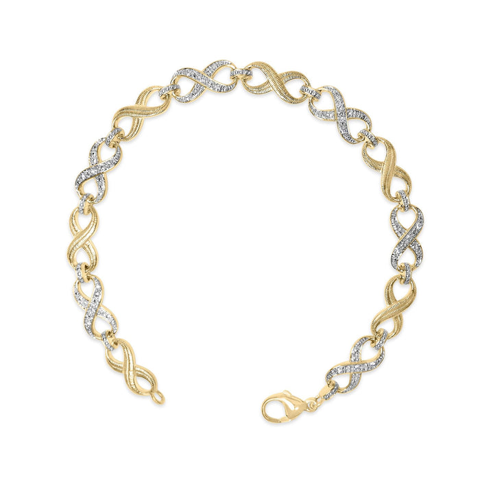 Pulsera de eslabones de infinito con diamantes de 1/10 ct. p.t. en vermeil de oro, foto 4