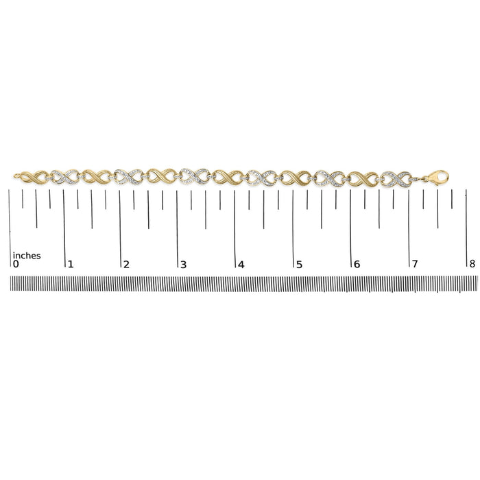 Pulsera de eslabones de infinito con diamantes de 1/10 ct. p.t. en vermeil de oro, foto 5