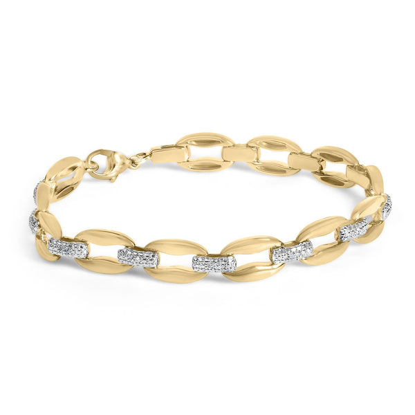 1/10 Ct. T.W. Diamond Bold Link Bracelet in Gold Vermeil, photo 1