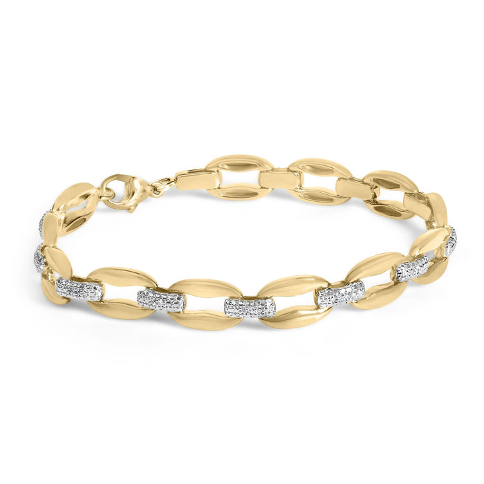 Pulsera de eslabones gruesos con diamantes de 1/10 ct. p.t. en vermeil de oro, foto 1