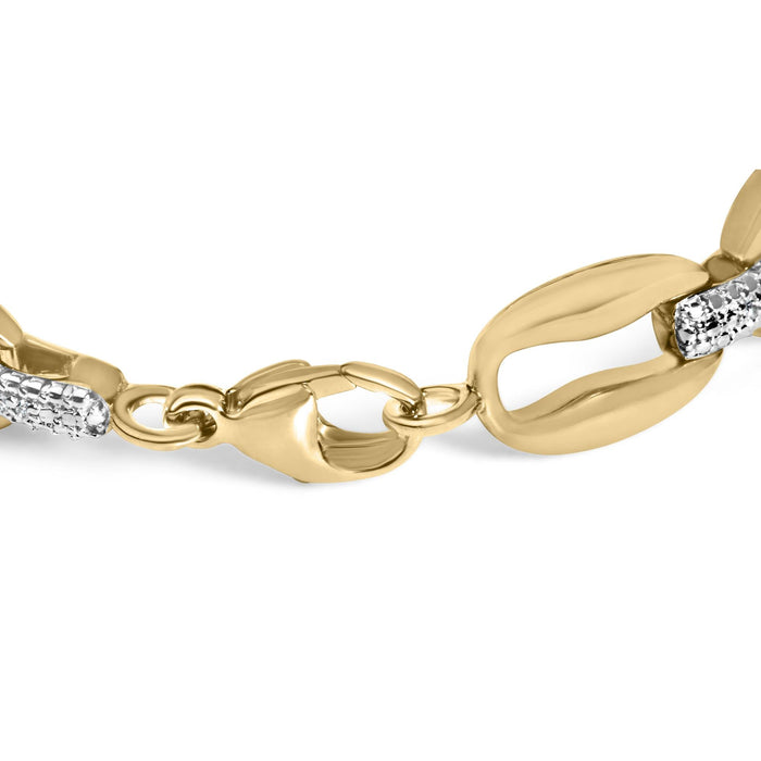 Pulsera de eslabones gruesos con diamantes de 1/10 ct. p.t. en vermeil de oro, foto 2