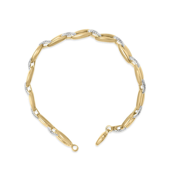 Pulsera de eslabones gruesos con diamantes de 1/10 ct. p.t. en vermeil de oro, foto 4
