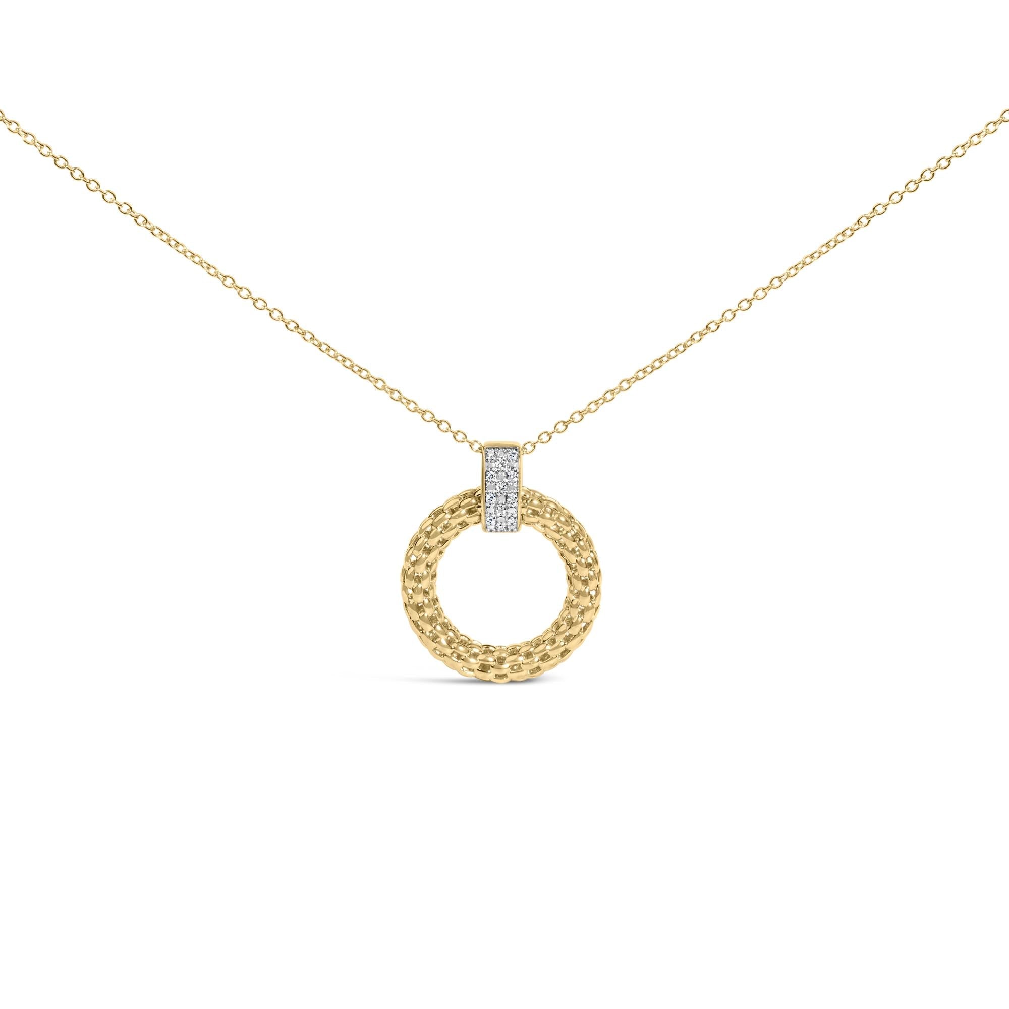 Collar con colgante grueso con diamantes de 1/10 ct. p.t. en vermeil de oro, foto 1