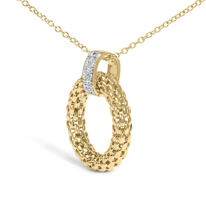 Collar con colgante grueso con diamantes de 1/10 ct. p.t. en vermeil de oro, foto 4