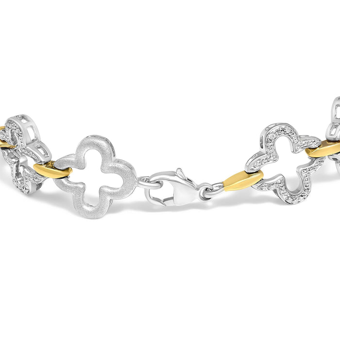 1/10 Ct. T.W. Natural Round Diamond Tennis Bracelet in Two-Tone Sterling Silver, photo 2