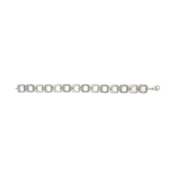 Diamond Accent Open Box Link Bracelet in Two-Tone Sterling Silver, photo 4