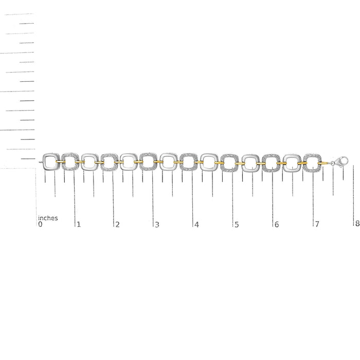 Diamond Accent Open Box Link Bracelet in Two-Tone Sterling Silver, photo 5