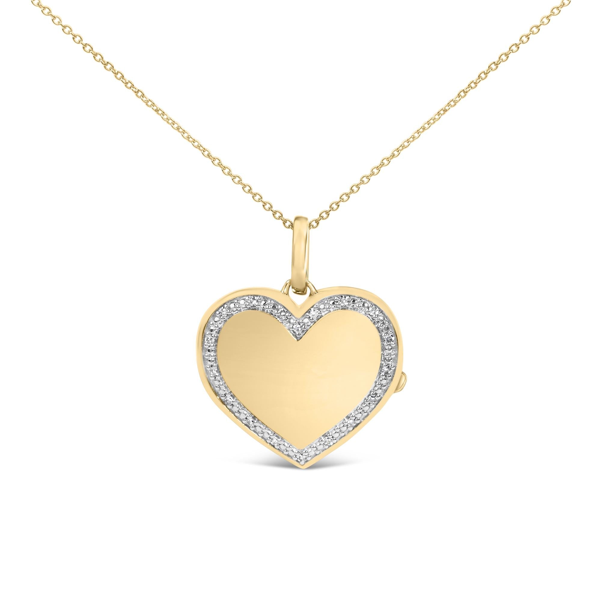 Collar con colgante de relicario de corazón con diamantes de 1/10 ct. p.t. en vermeil de oro, foto 1