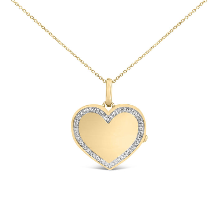 Collar con colgante de relicario de corazón con diamantes de 1/10 ct. p.t. en vermeil de oro, foto 1