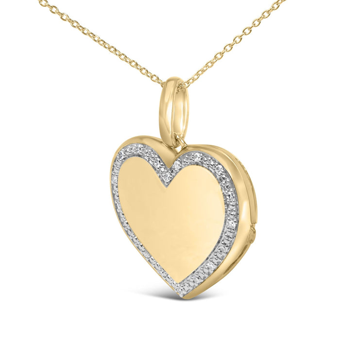 Collar con colgante de relicario de corazón con diamantes de 1/10 ct. p.t. en vermeil de oro, foto 4