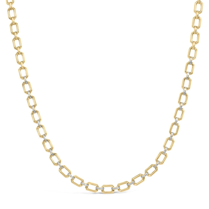 Collar de eslabones octagonales gruesos con diamantes de 1/4 ct. p.t. en vermeil de oro, foto 1