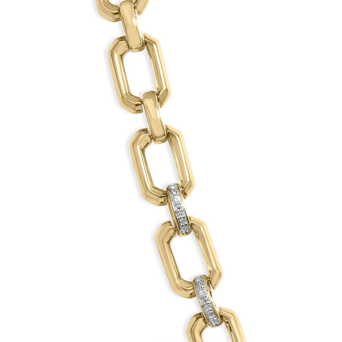 Collar de eslabones octagonales gruesos con diamantes de 1/4 ct. p.t. en vermeil de oro, foto 2
