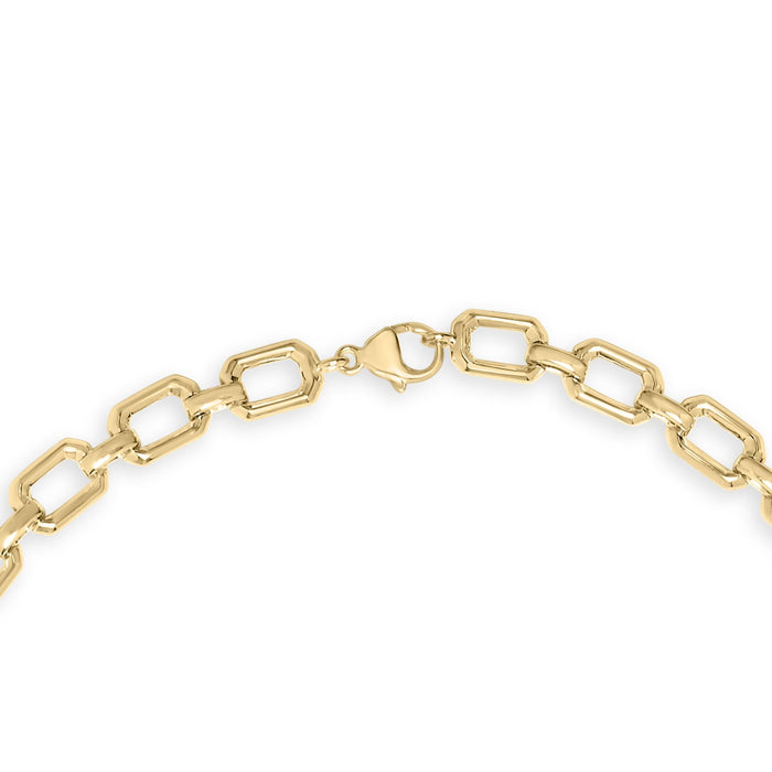 Collar de eslabones octagonales gruesos con diamantes de 1/4 ct. p.t. en vermeil de oro, foto 6