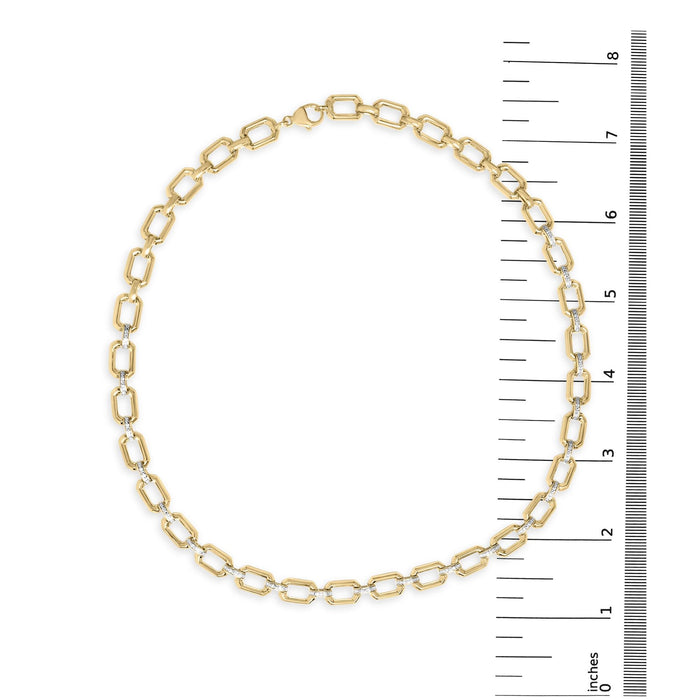 Collar de eslabones octagonales gruesos con diamantes de 1/4 ct. p.t. en vermeil de oro, foto 7