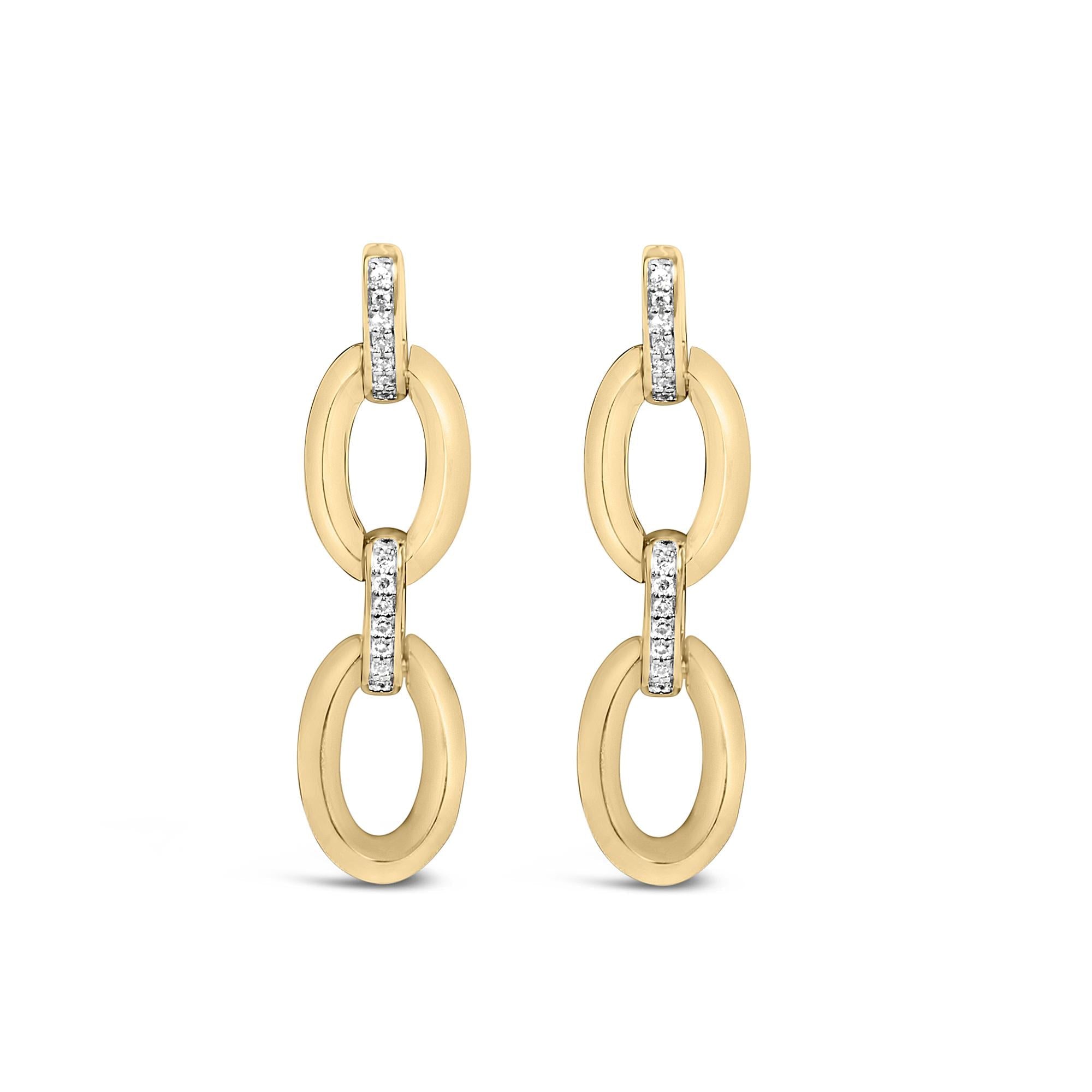 Diamond Accent Bold Oval Link Earrings in Gold Vermeil, photo 1