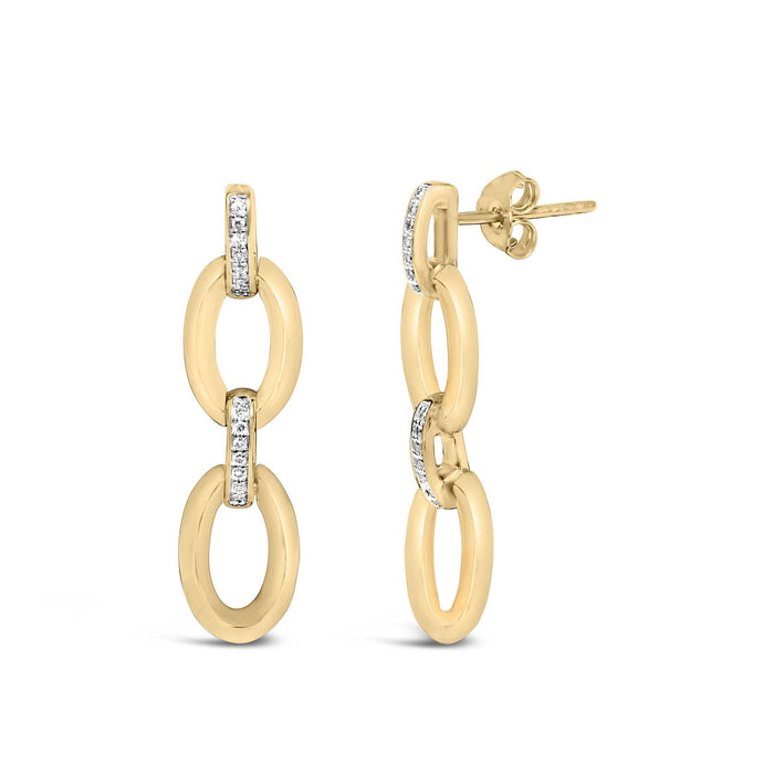 Diamond Accent Bold Oval Link Earrings in Gold Vermeil, photo 2