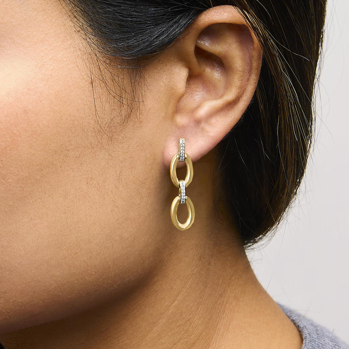 Diamond Accent Bold Oval Link Earrings in Gold Vermeil, photo 3