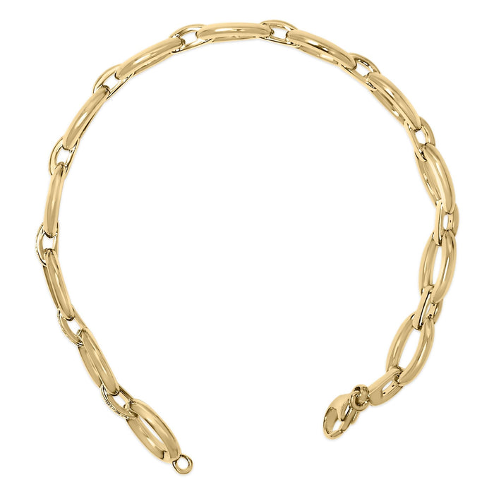 Pulsera de eslabones ovalados gruesos con diamantes de 1/10 ct. p.t. en vermeil de oro, foto 4
