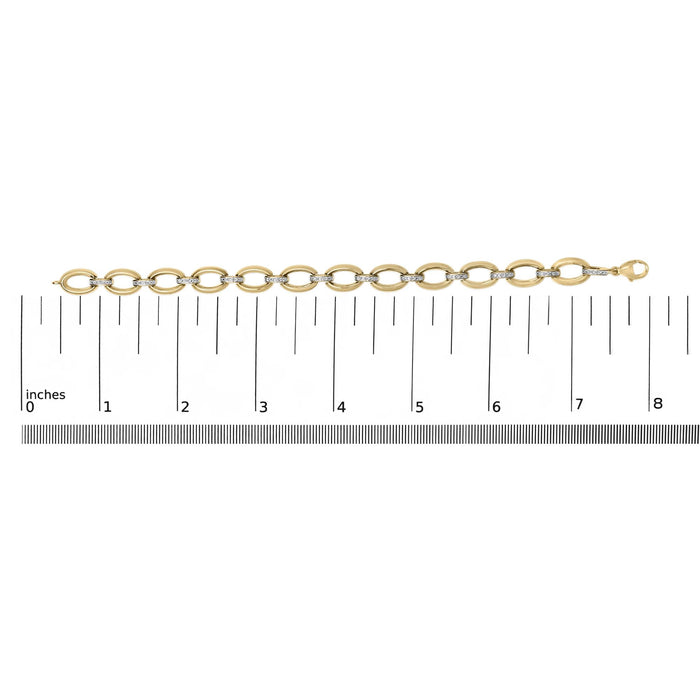Pulsera de eslabones ovalados gruesos con diamantes de 1/10 ct. p.t. en vermeil de oro, foto 5