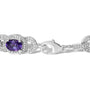 Pulsera de eslabones con halo entrelazado, amatista morada ovalada y diamantes en plata de ley, foto 2