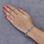 Pulsera de eslabones con halo entrelazado, amatista morada ovalada y diamantes en plata de ley, foto 3