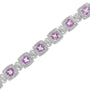 1/10 Ct. T.W. 7x7 mm Cushion-Cut Purple Amethyst and Round-Cut Diamond Square Shape Tennis Bracelet in Sterling Silver, photo 2