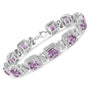 1/10 Ct. T.W. 7x7 mm Cushion-Cut Purple Amethyst and Round-Cut Diamond Square Shape Tennis Bracelet in Sterling Silver, photo 1
