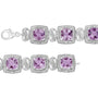 1/10 Ct. T.W. 7x7 mm Cushion-Cut Purple Amethyst and Round-Cut Diamond Square Shape Tennis Bracelet in Sterling Silver, photo 4