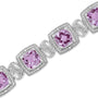 1/10 Ct. T.W. 7x7 mm Cushion-Cut Purple Amethyst and Round-Cut Diamond Square Shape Tennis Bracelet in Sterling Silver, photo 5
