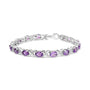 Pulsera de eslabones en X con amatista ovalada de 7x5mm y detalle de diamante en plata de ley, foto 1