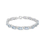 Pulsera tenis de eslabones en X con topacio azul ovalado de 16 ct. p.t. y detalle de diamante en plata de ley, foto 1