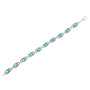 Pulsera tenis con topacio azul talla cojín de 7x7 mm y diamantes talla redonda de 1/20 ct. p.t. en plata de ley, foto 6
