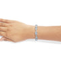 Pulsera tenis con topacio azul talla cojín de 7x7 mm y diamantes talla redonda de 1/20 ct. p.t. en plata de ley, foto 3