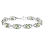 Pulsera tenis con amatista verde de talla cojín de 7x7 mm y diamantes redondos de 1/20 ct. p.t. en plata de ley, foto 1