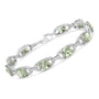Pulsera tenis con amatista verde de talla cojín de 7x7 mm y diamantes redondos de 1/20 ct. p.t. en plata de ley, foto 2