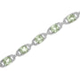 Pulsera tenis con amatista verde de talla cojín de 7x7 mm y diamantes redondos de 1/20 ct. p.t. en plata de ley, foto 5