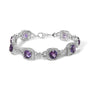 Pulsera de eslabones con halo vintage, amatista morada de 5x7 mm en talla tablero de ajedrez y diamantes en plata de ley, foto 1