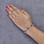 Pulsera de eslabones con halo vintage, amatista morada de 5x7 mm en talla tablero de ajedrez y diamantes en plata de ley, foto 3
