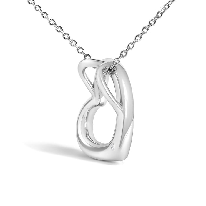 Bezel-Set Diamond Accent Heart Pendant Necklace in Sterling Silver, photo 4