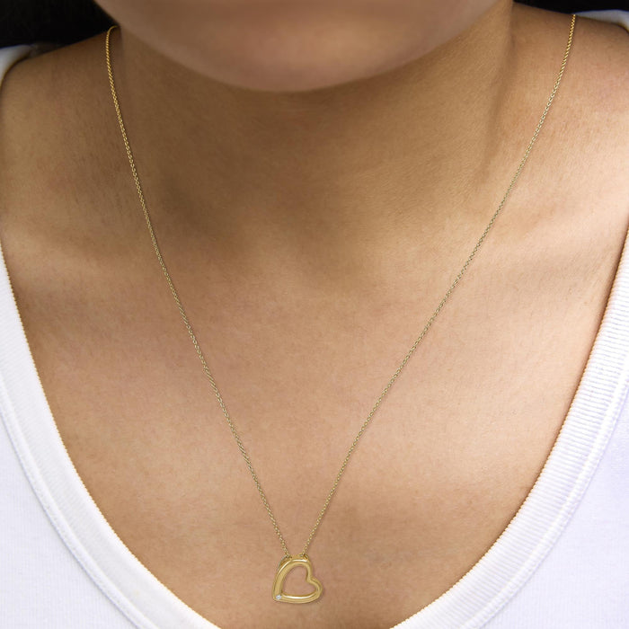 Collar con colgante de corazón con detalle de diamante en vermeil de oro, foto 3