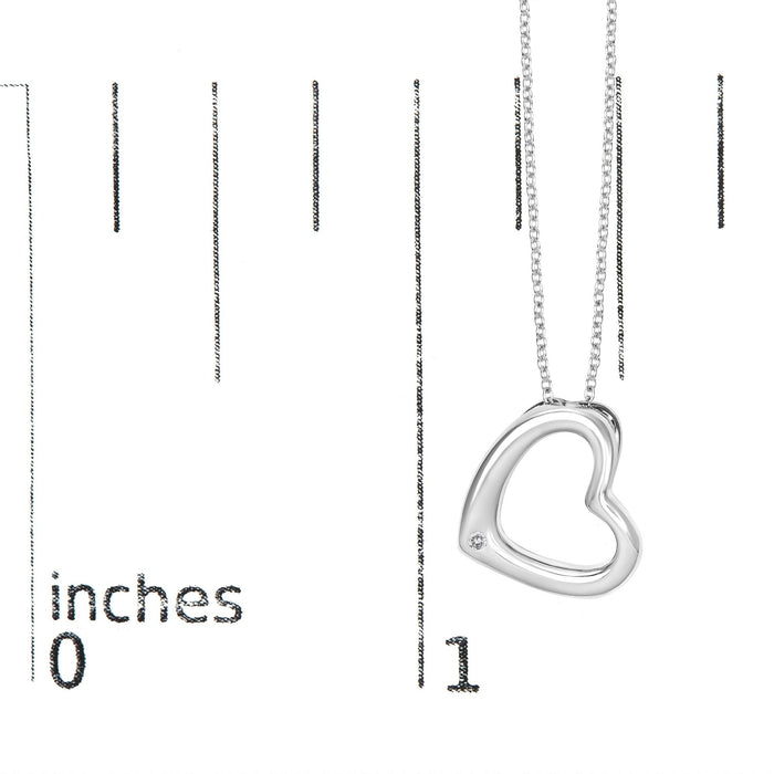 Bezel-Set Diamond Accent Heart Pendant Necklace in Sterling Silver, photo 5