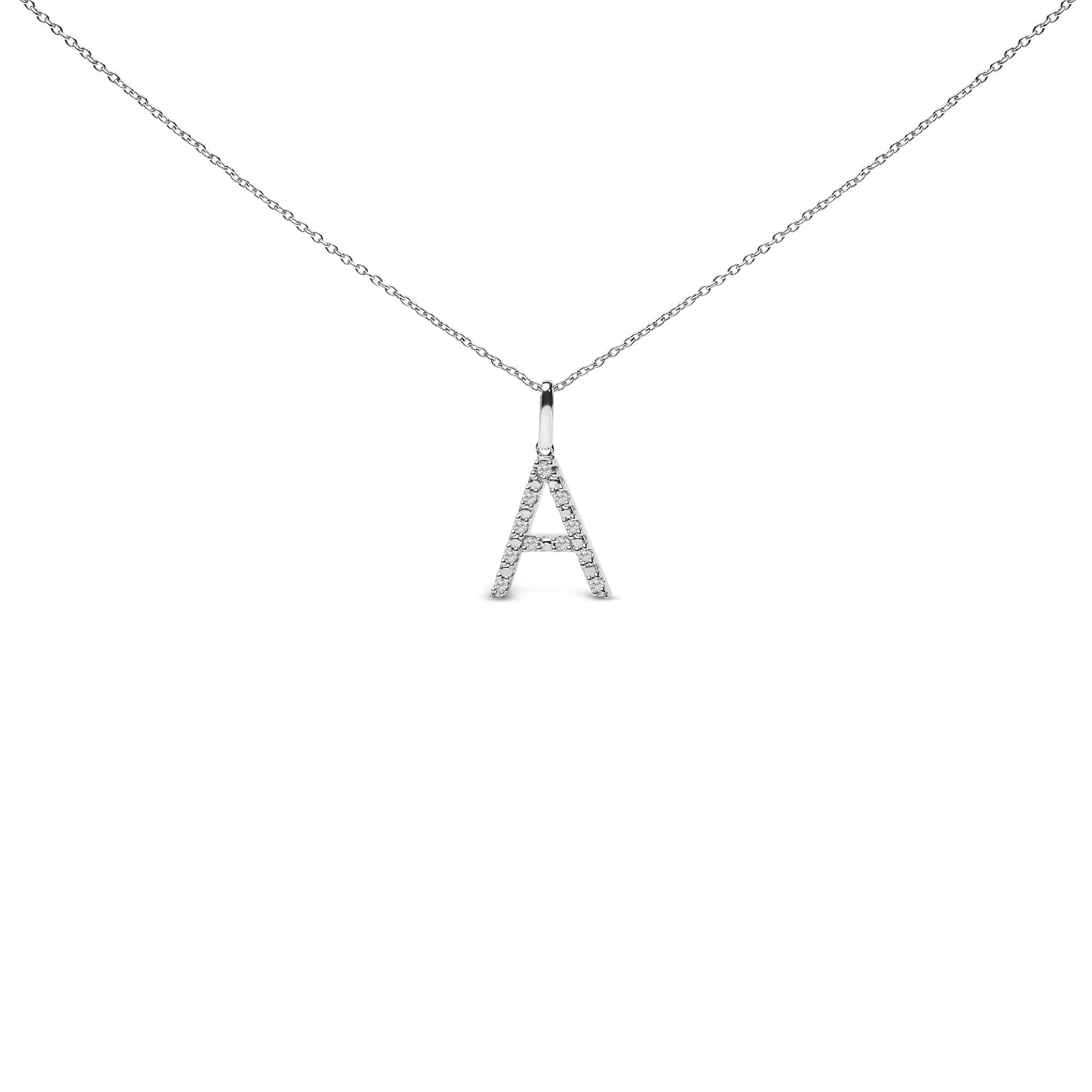 Diamond Accent A-Z Initial Pendant Necklace in Sterling Silver, photo 26