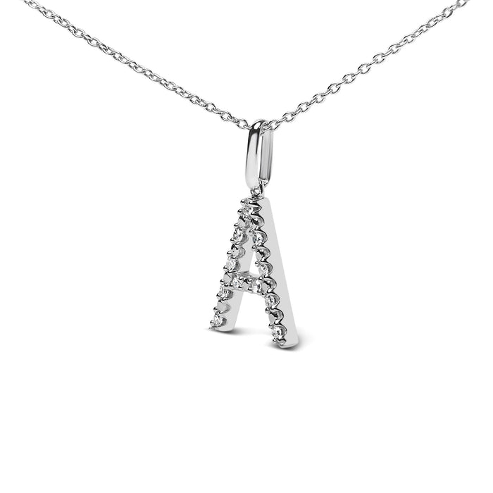 Diamond Accent A-Z Initial Pendant Necklace in Sterling Silver