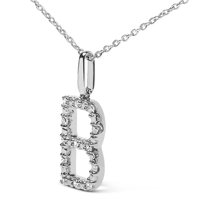 Diamond Accent A-Z Initial Pendant Necklace in Sterling Silver