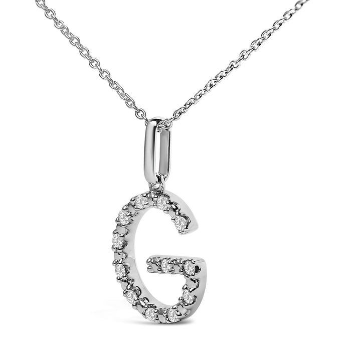 Diamond Accent A-Z Initial Pendant Necklace in Sterling Silver