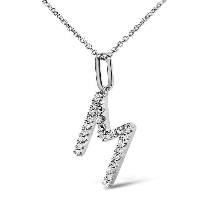 Diamond Accent A-Z Initial Pendant Necklace in Sterling Silver