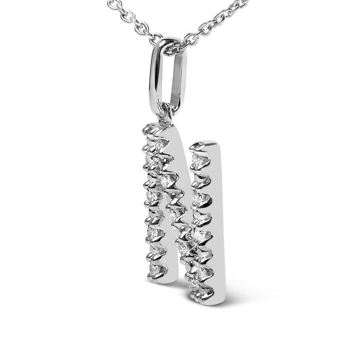 Diamond Accent A-Z Initial Pendant Necklace in Sterling Silver