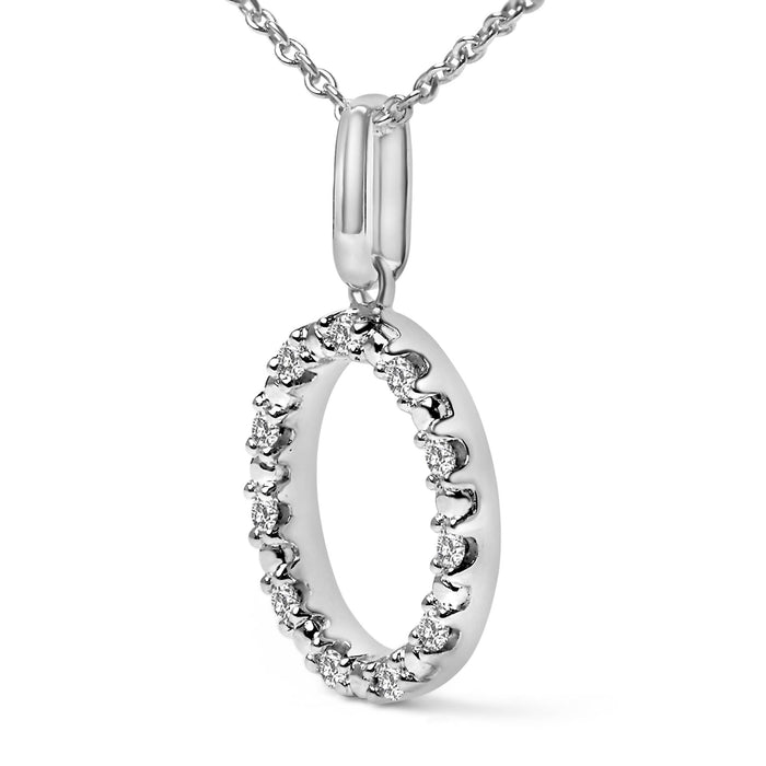 Diamond Accent A-Z Initial Pendant Necklace in Sterling Silver